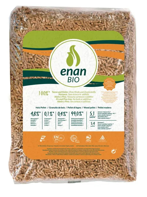 ENAN Bio – Palet de 70 Sacos de Pellets de 15 Kilos EN Plus A1 (1050kg). Entrega a Domicilio